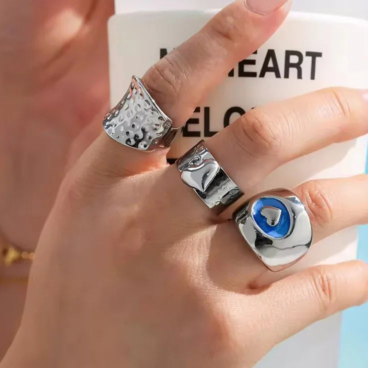 BLUE HEART RING | SILVER - Bozhirings
