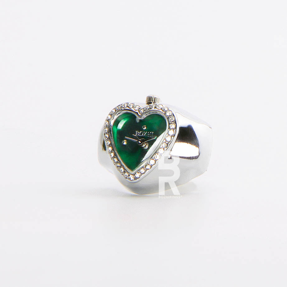 HEART RING | SILVER GREEN