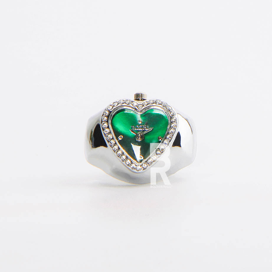 HEART RING | SILVER GREEN