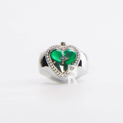 HEART RING | SILVER GREEN