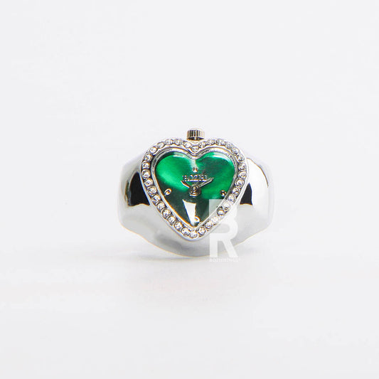 HEART RING | SILVER GREEN
