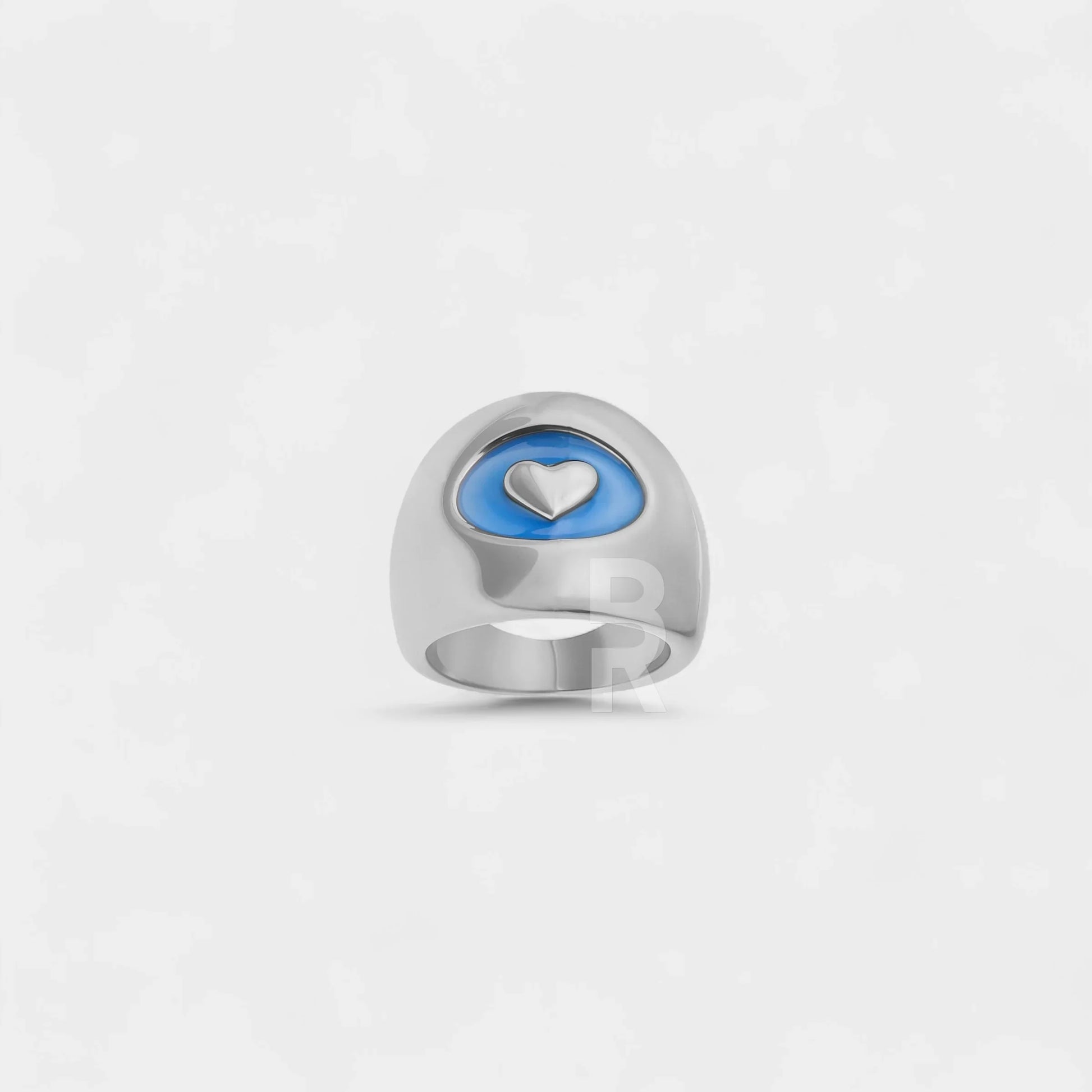 BLUE HEART RING | SILVER - Bozhirings