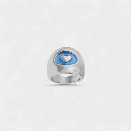 BLUE HEART RING | SILVER - Bozhirings