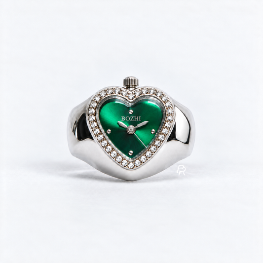 HEART RING | SILVER GREEN