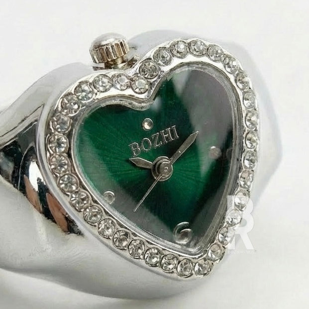 HEART RING | SILVER GREEN